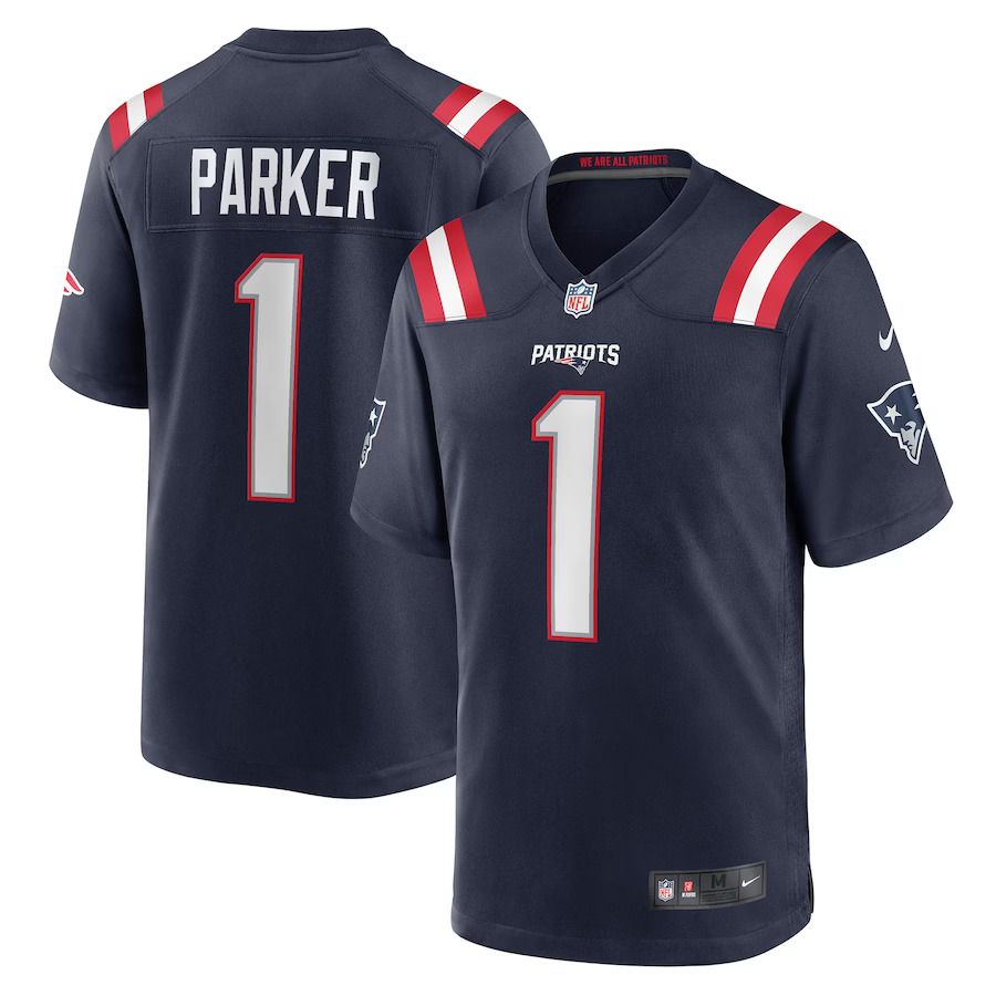 Men New England Patriots 1 DeVante Parker Nike Navy Game NFL Jersey